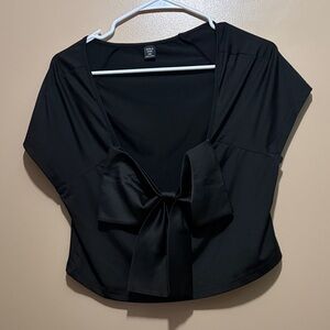 Black Bow Front Blouse